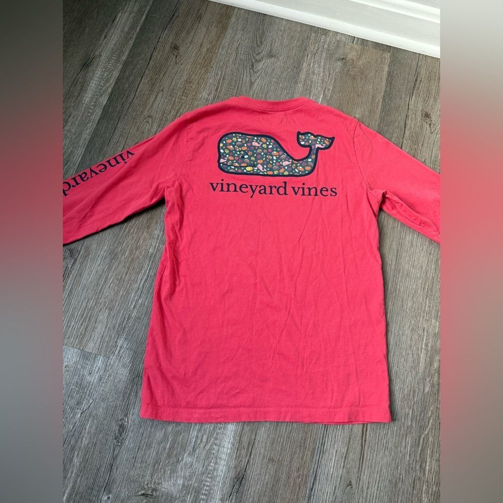 Vineyard Vines Fall Pumpkin Pink Long Sleeve Kids T-Shirt Size M 12 14